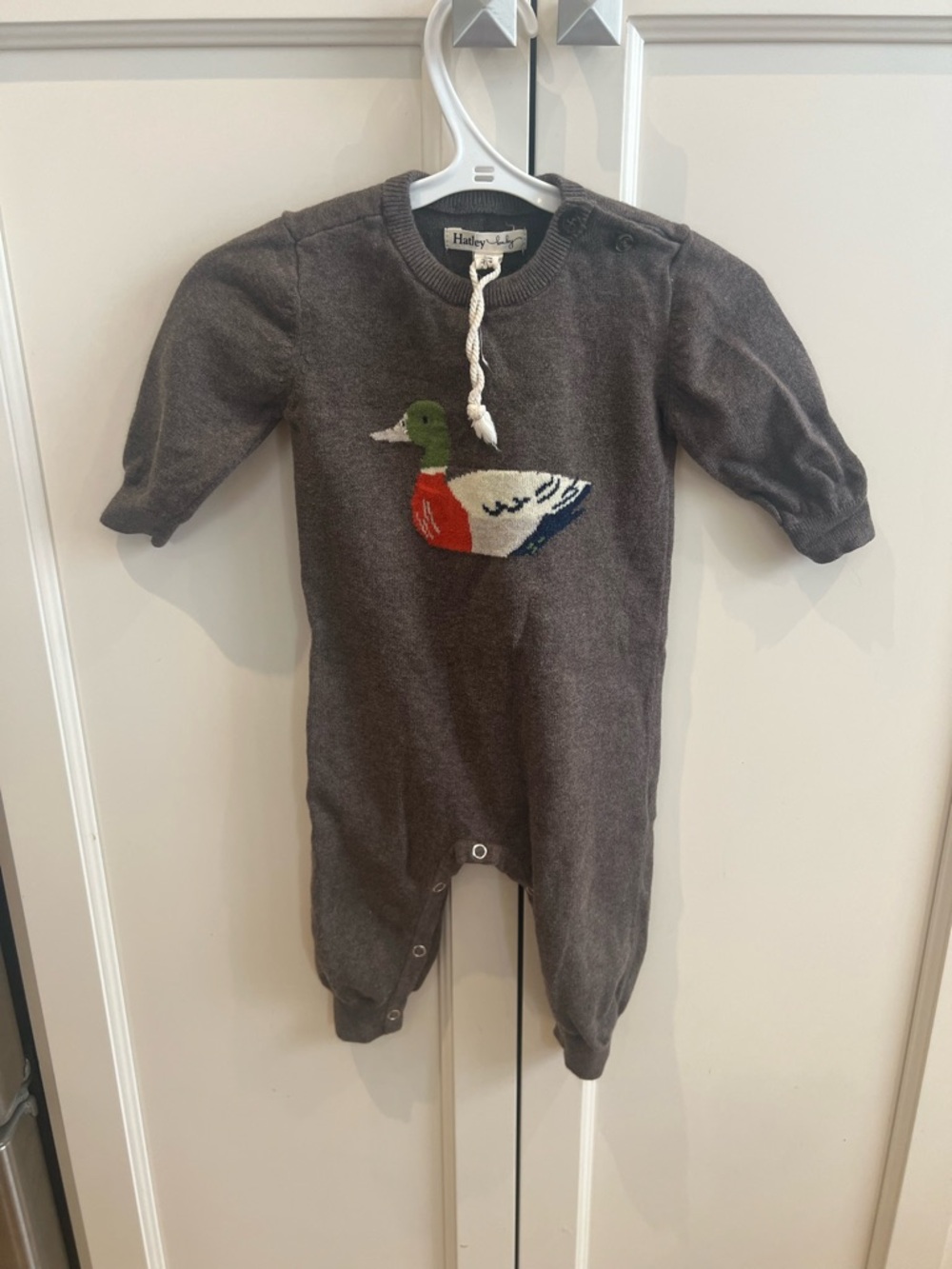 Hatley 3-6m Grey Knit Duck One-Piece for Kids